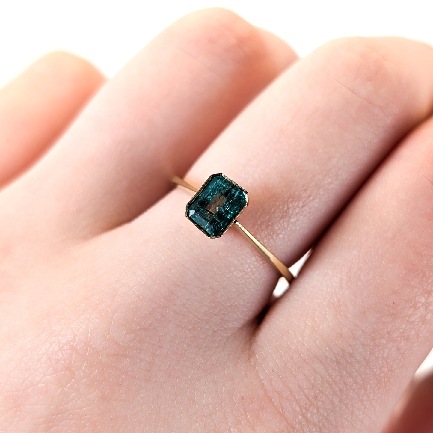 18K Gold Emerald-Cut Emerald Ring