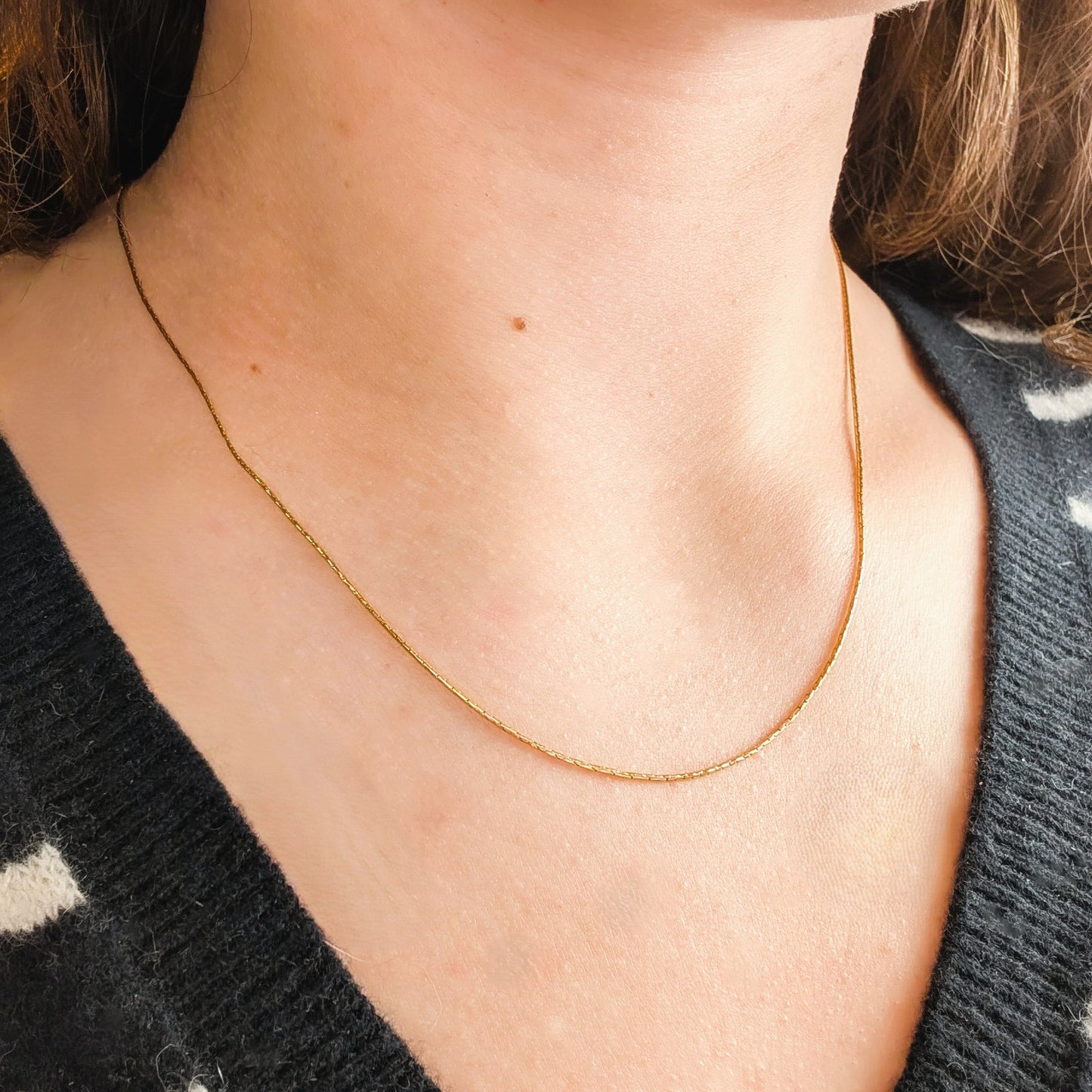 18K Gold Round Box-Link chain Necklace
