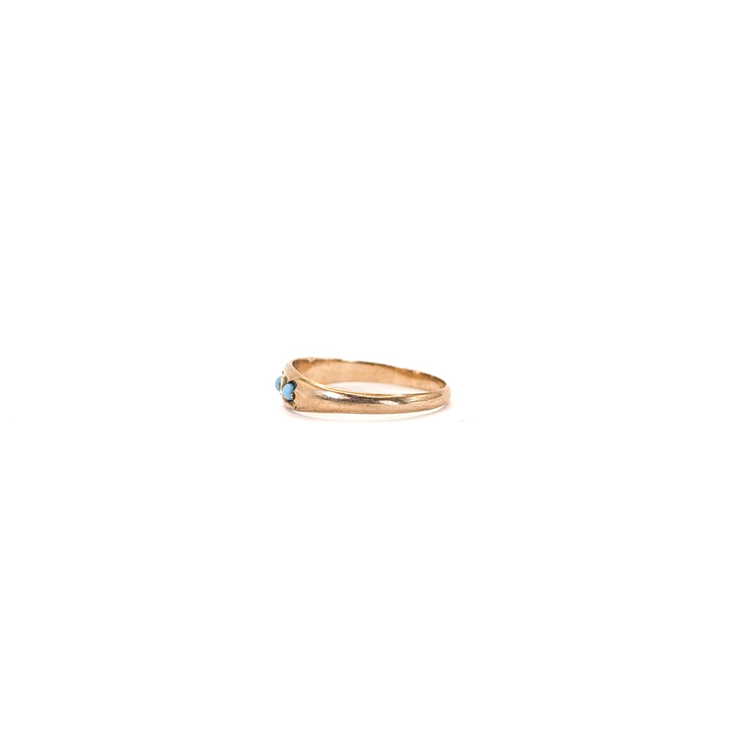 Victorian 10K Gold Turquoise Baby Ring – Three-Stone Antique Midi Ring
