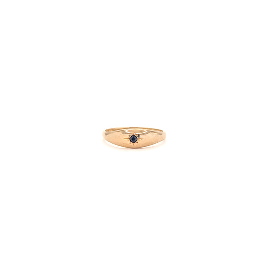 Vintage 10K Gold Blue Glass Baby Ring— Midi Ring