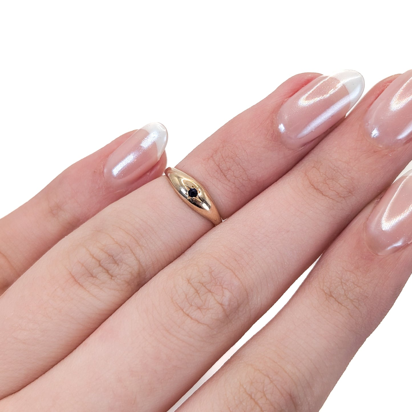 Vintage 10K Gold Blue Glass Baby Ring— Midi Ring