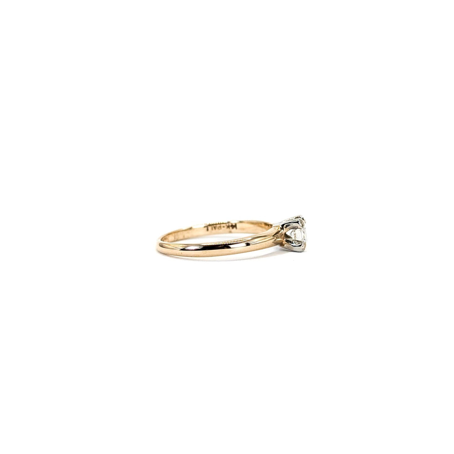 Vintage 14K Gold Diamond Solitaire Ring – Two-Tone Setting
