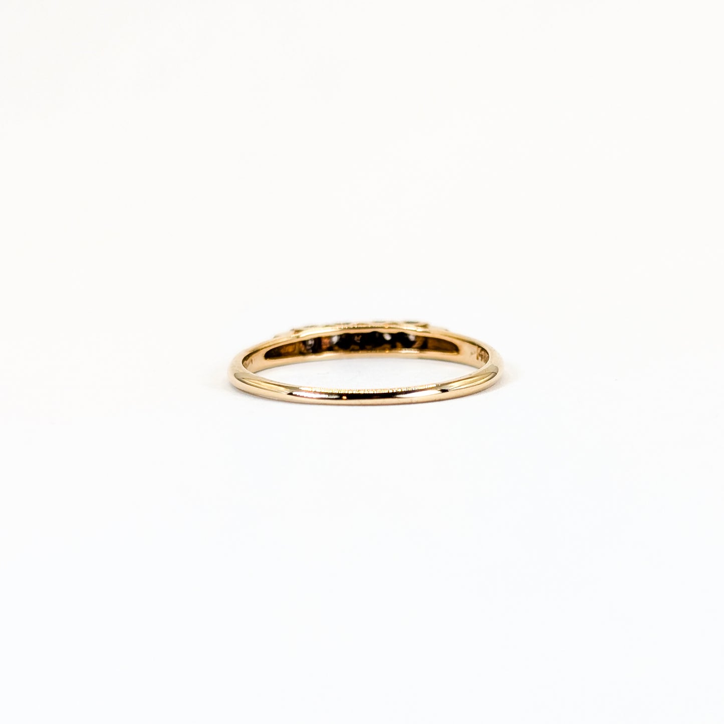Vintage 14K Gold Diamond Band with White Gold– Delicate Engraved Detail
