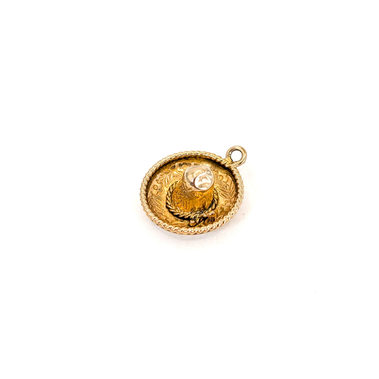 Vintage 14K Gold Mexican Sombrero Charm (Engraved, Mexico)