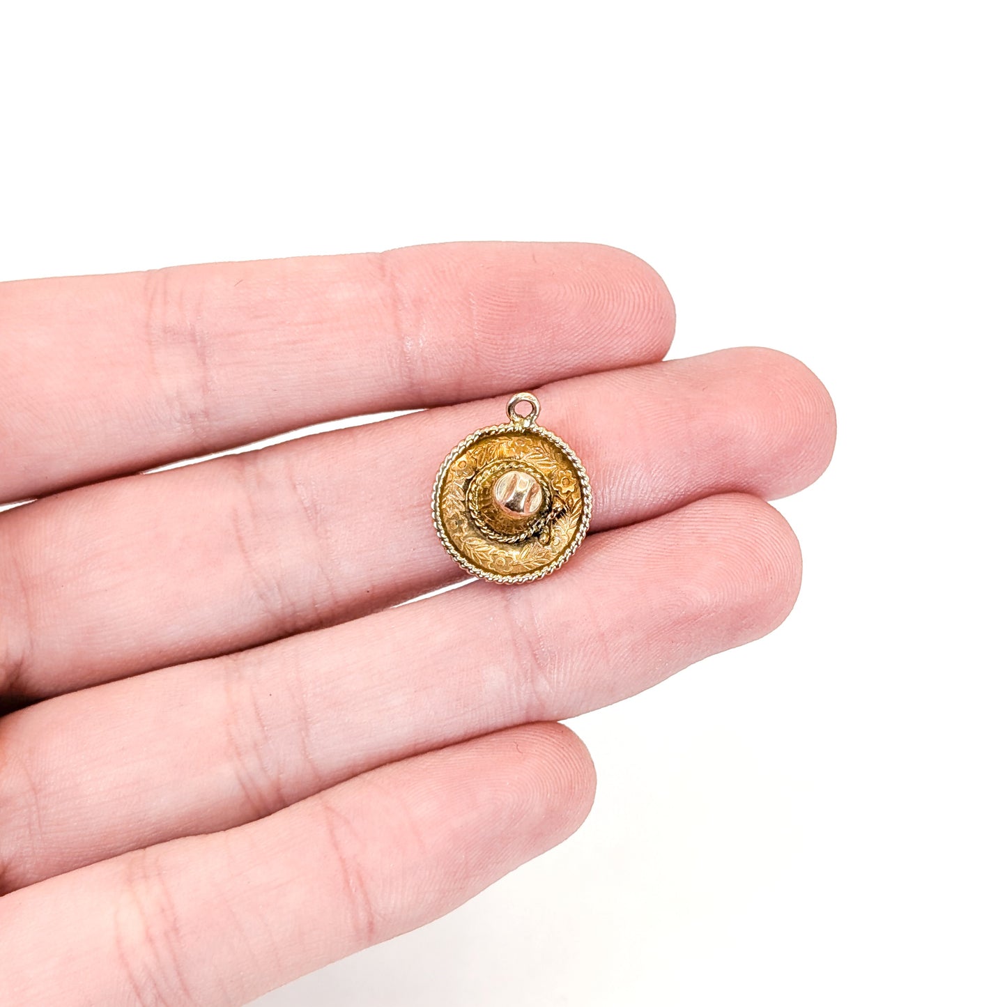 Vintage 14K Gold Mexican Sombrero Charm (Engraved, Mexico)