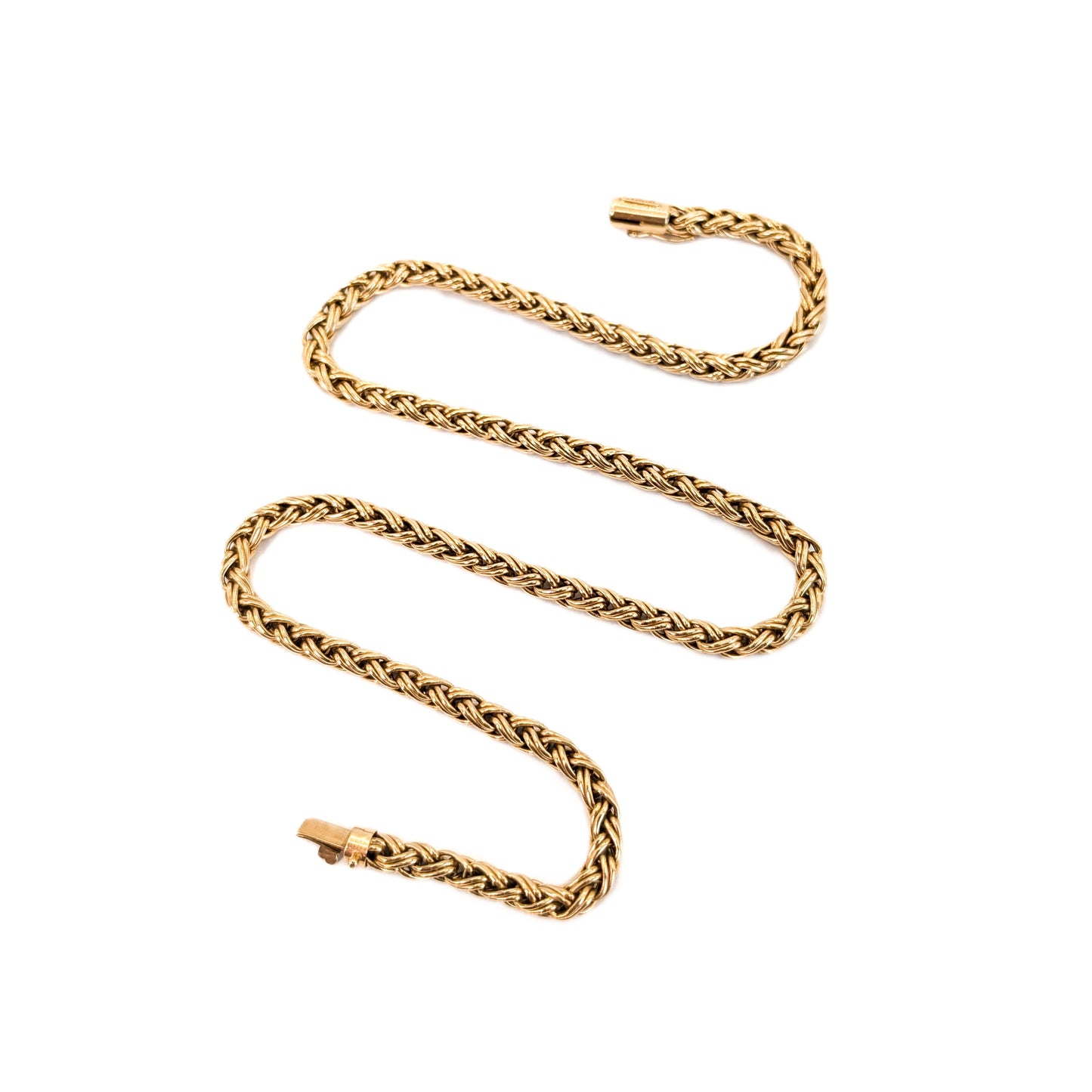 Vintage Solid 14K Gold Tiffany & Co. 15" Wheat Link Chain Necklace – 17.78g