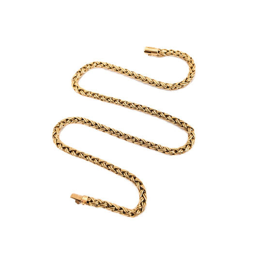 Vintage Solid 14K Gold Tiffany & Co. 15" Wheat Link Chain Necklace – 17.78g