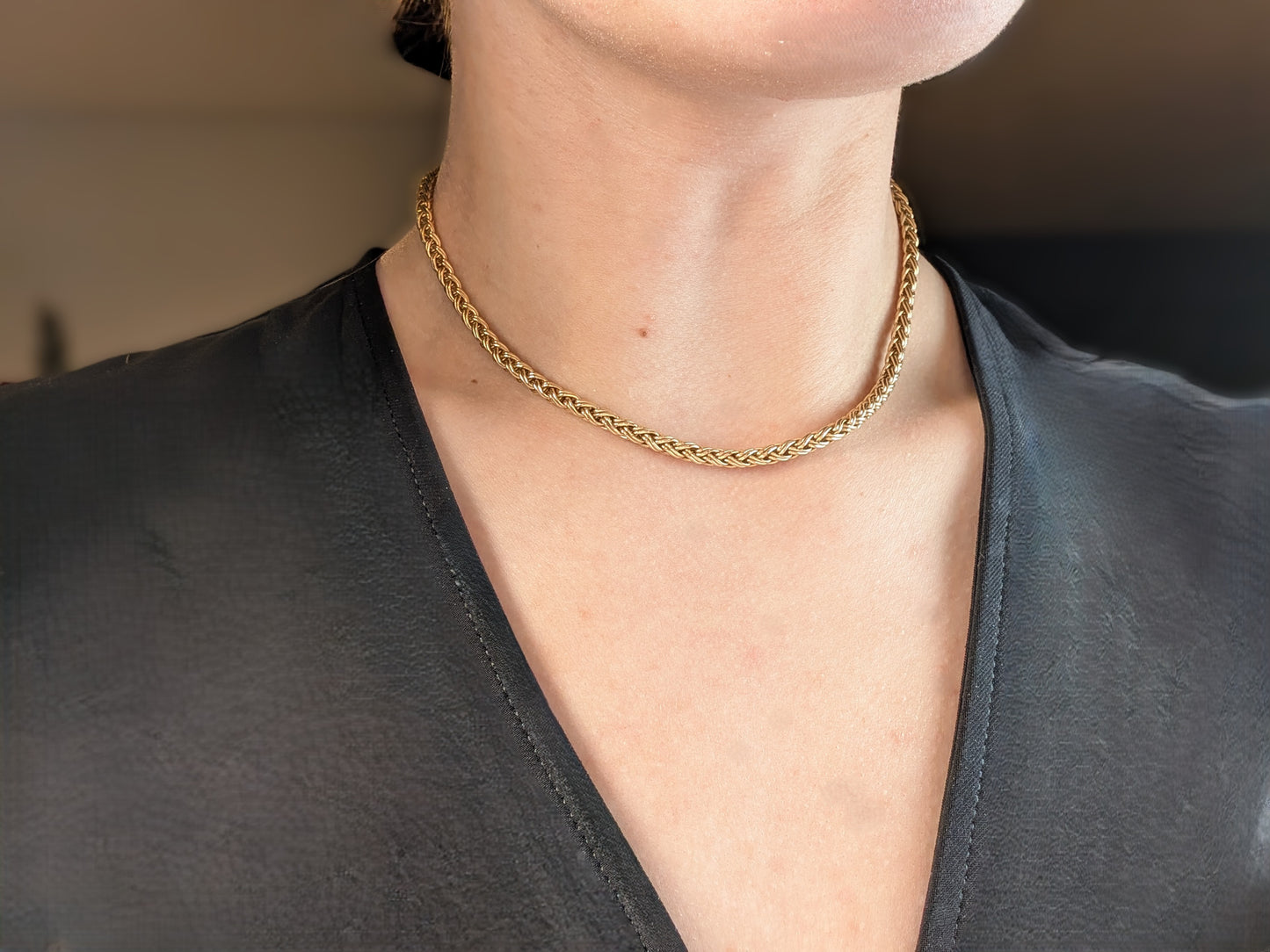 Vintage Solid 14K Gold Tiffany & Co. 15" Wheat Link Chain Necklace – 17.78g