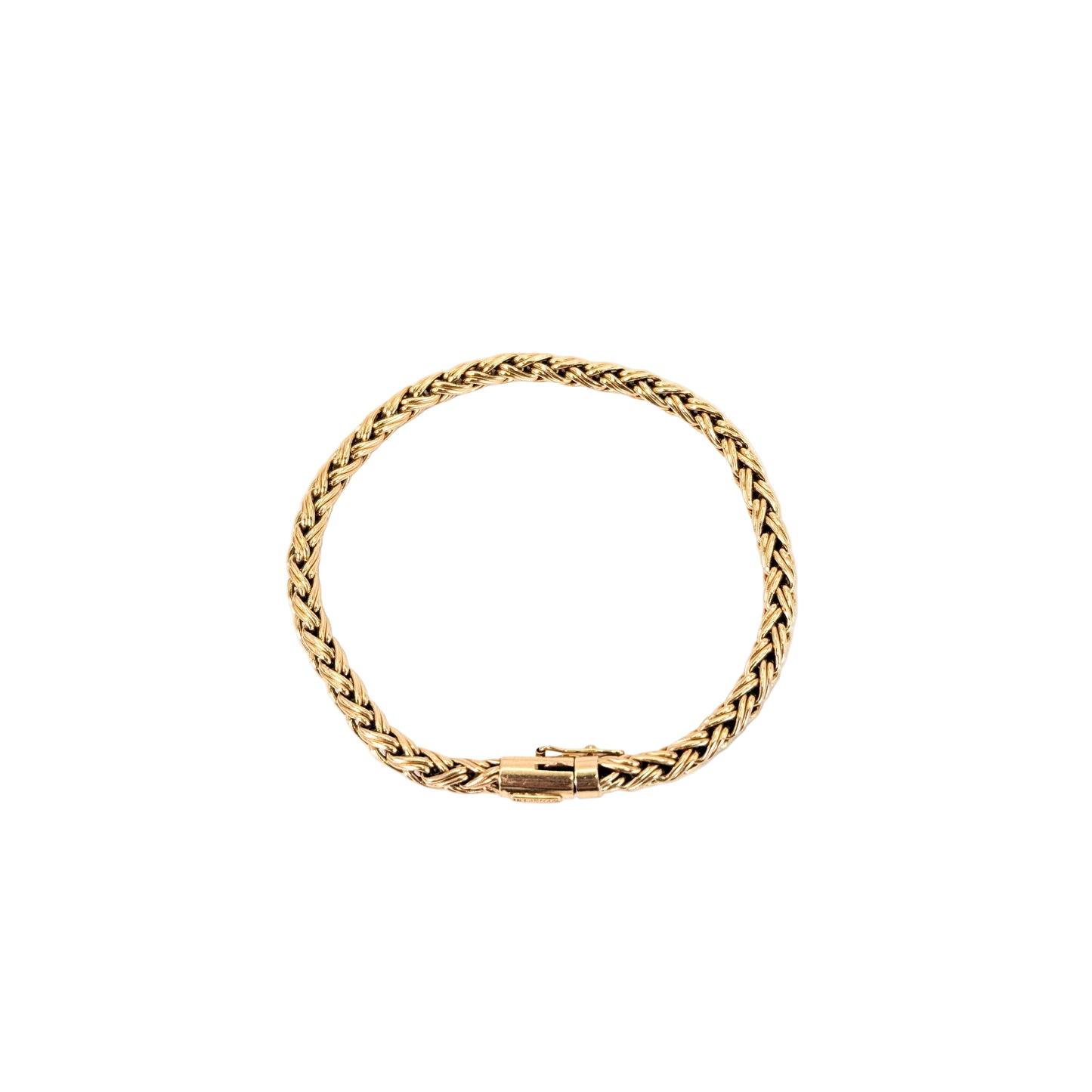 Vintage Solid 14K Gold Tiffany & Co. 6" Wheat Link Chain Bracelet - 10.21g