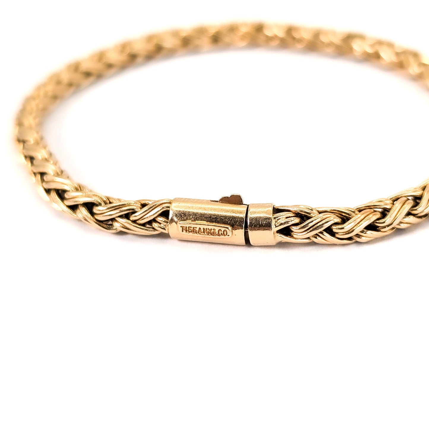 Vintage Solid 14K Gold Tiffany & Co. 6" Wheat Link Chain Bracelet - 10.21g