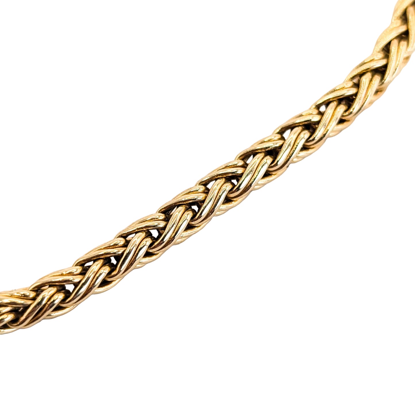 Vintage Solid 14K Gold Tiffany & Co. 6" Wheat Link Chain Bracelet - 10.21g