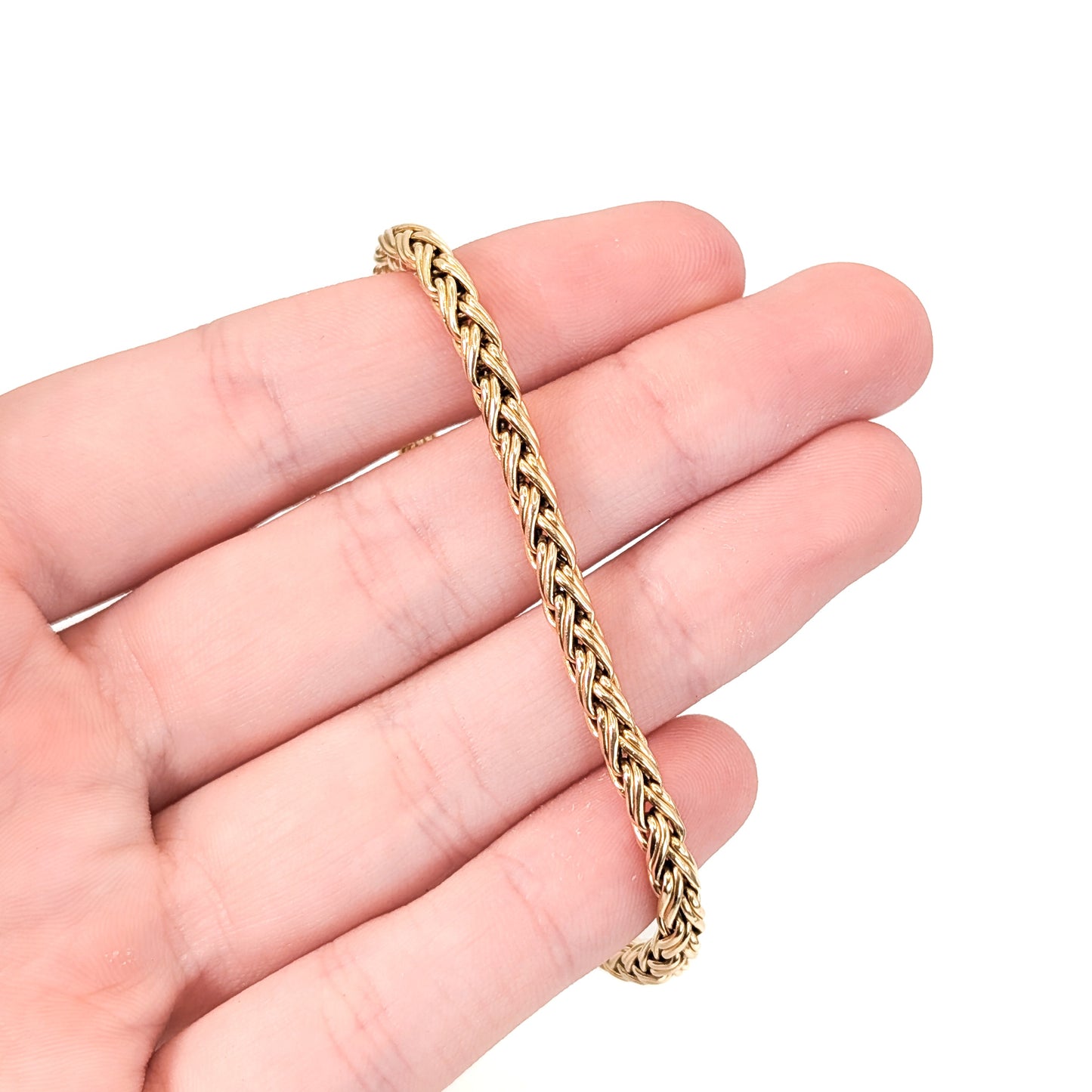 Vintage Solid 14K Gold Tiffany & Co. 6" Wheat Link Chain Bracelet - 10.21g