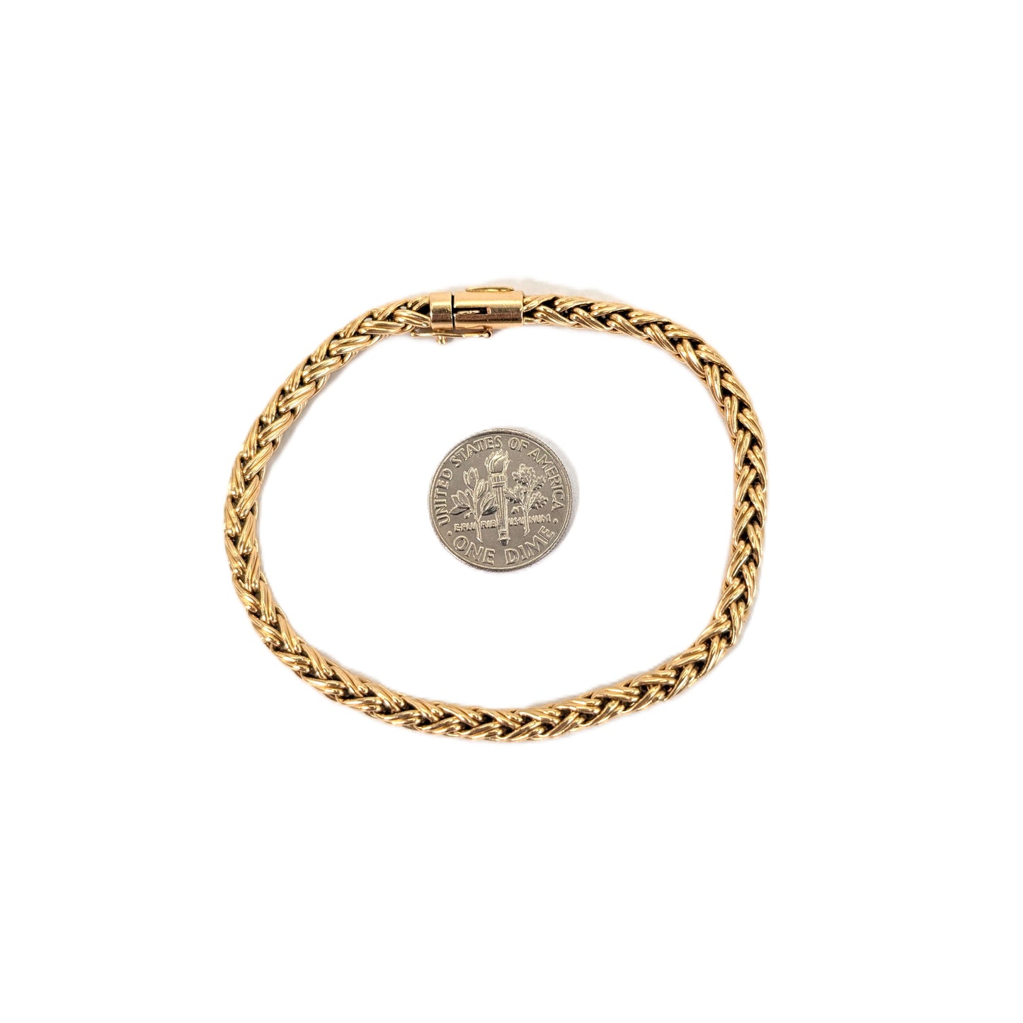 Vintage Solid 14K Gold Tiffany & Co. 6" Wheat Link Chain Bracelet - 10.21g