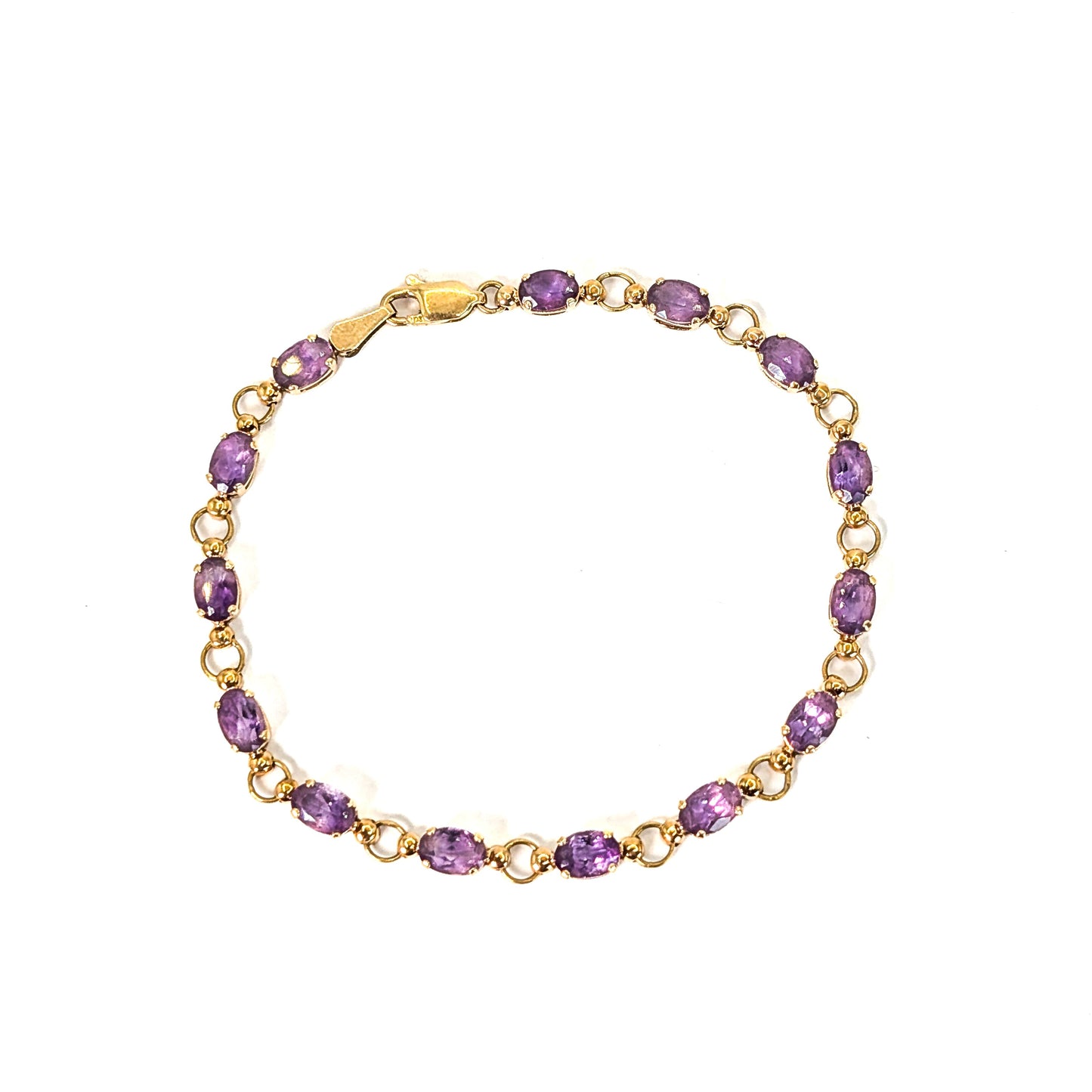 Vintage 14K Gold Amethyst Link Bracelet