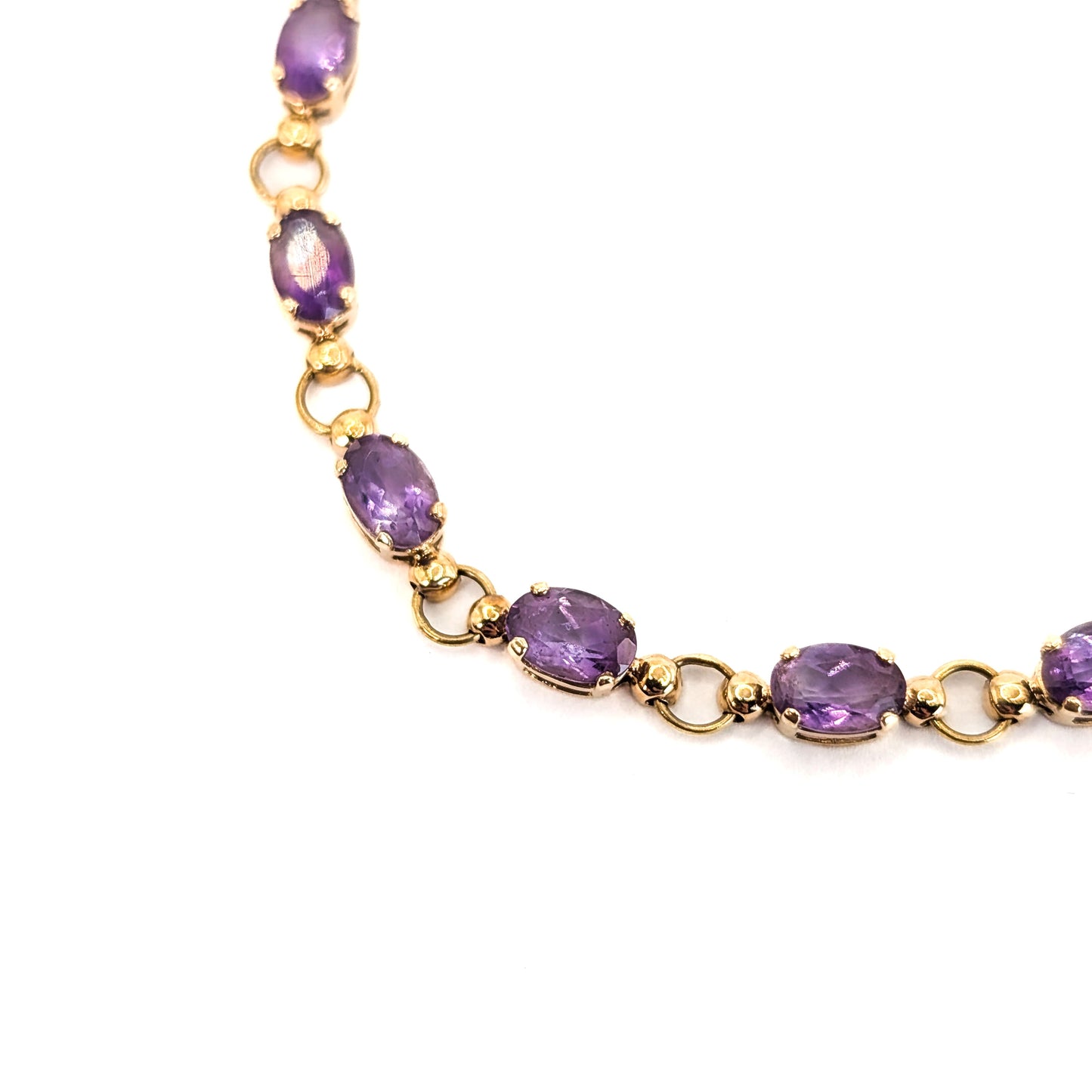 Vintage 14K Gold Amethyst Link Bracelet