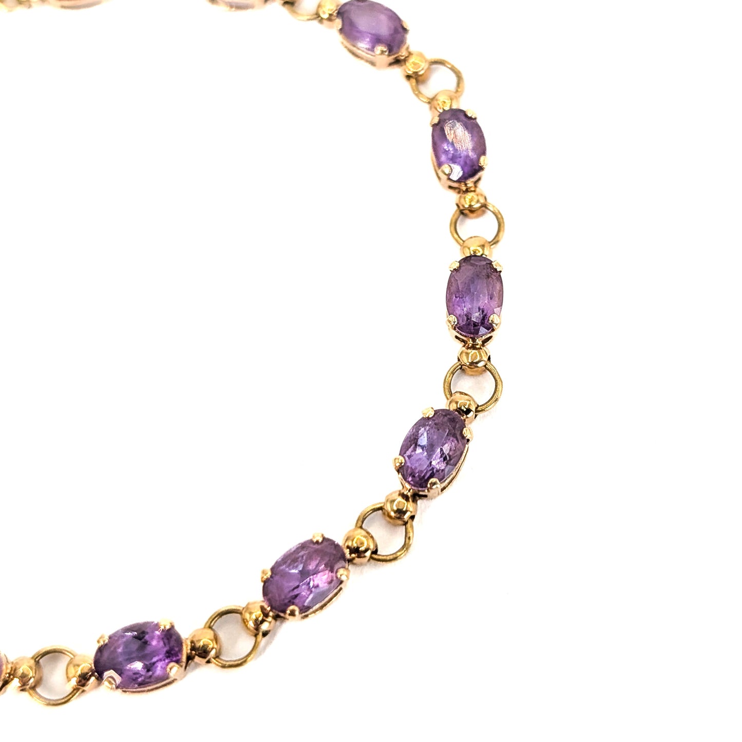 Vintage 14K Gold Amethyst Link Bracelet