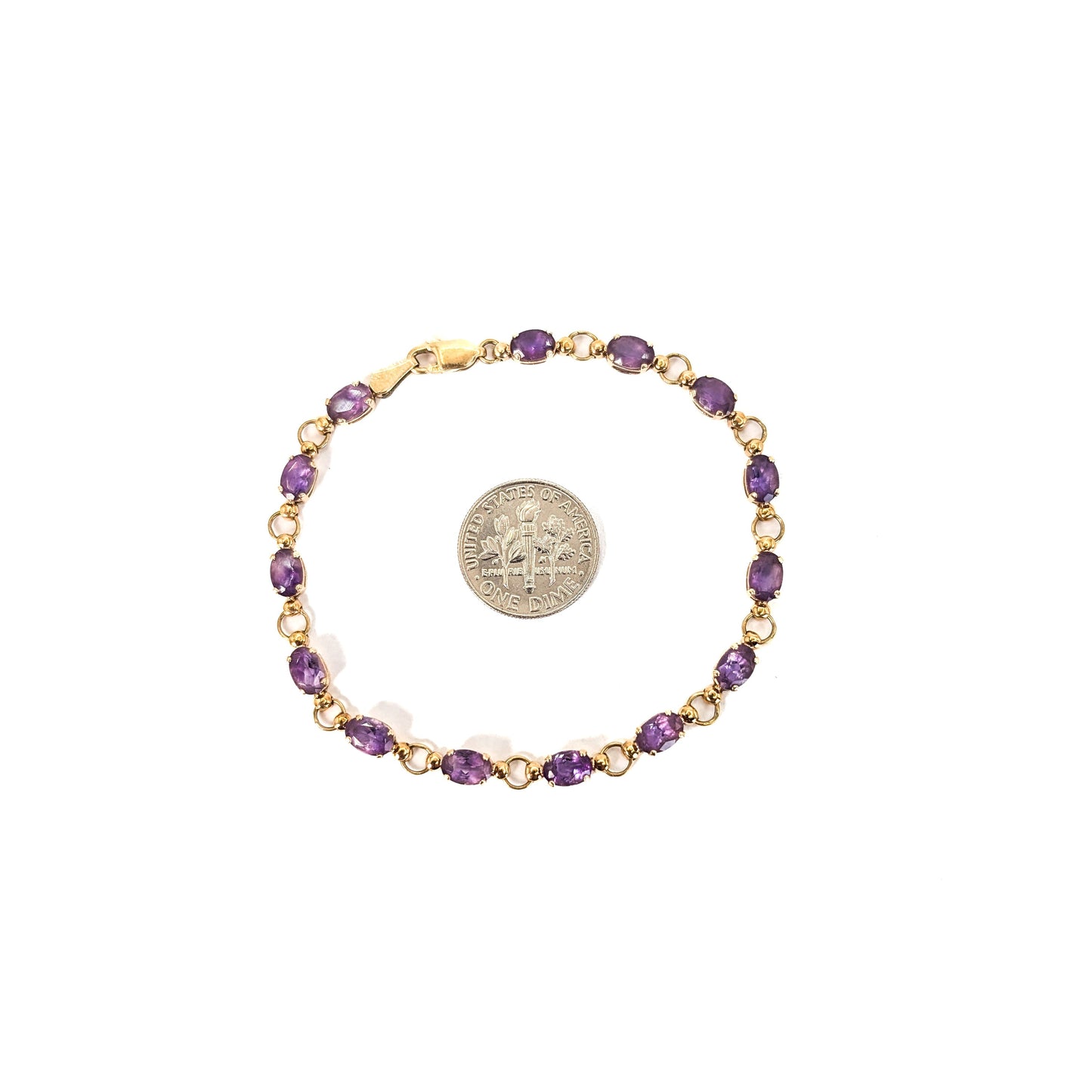Vintage 14K Gold Amethyst Link Bracelet