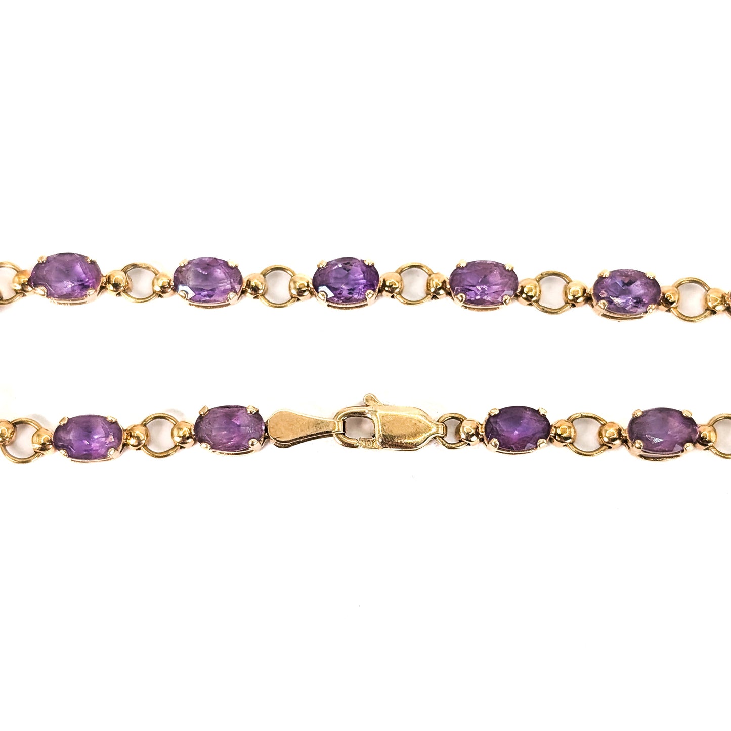 Vintage 14K Gold Amethyst Link Bracelet