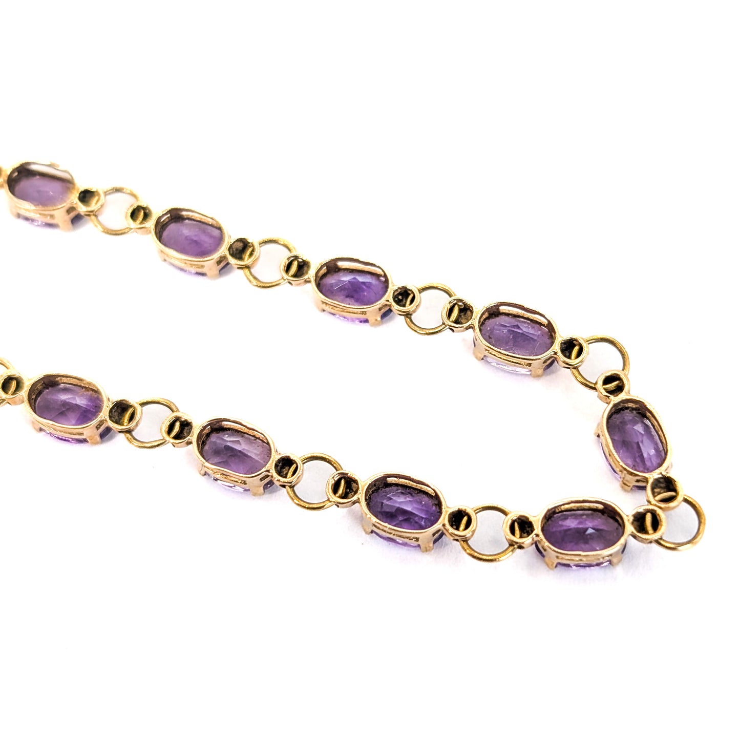 Vintage 14K Gold Amethyst Link Bracelet