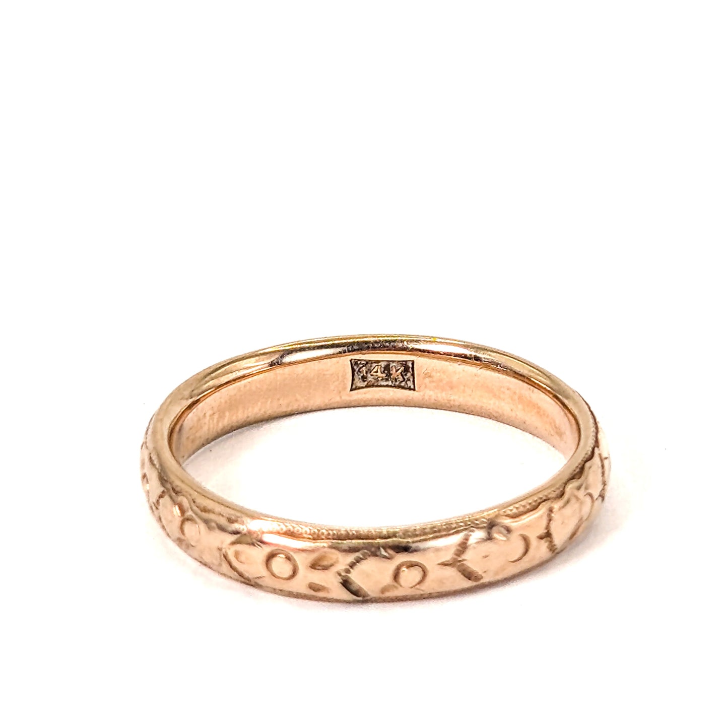 Antique 14K Gold Engraved Band Ring — 4.09g