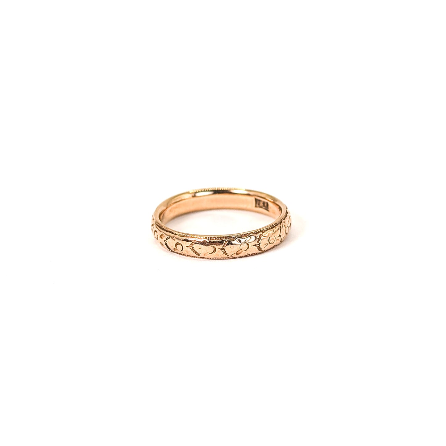 Antique 14K Gold Engraved Band Ring — 4.09g