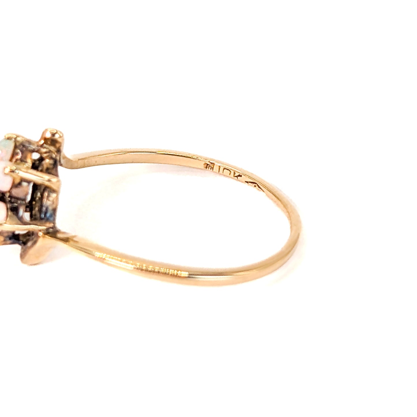 Vintage 10K Opal Cluster Flower Ring