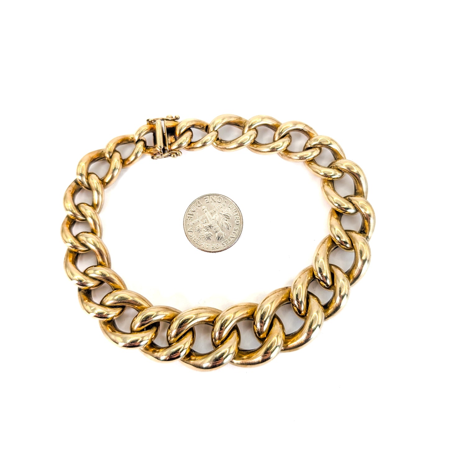 Vintage 14K Gold Curb Link Bracelet – 33.26g