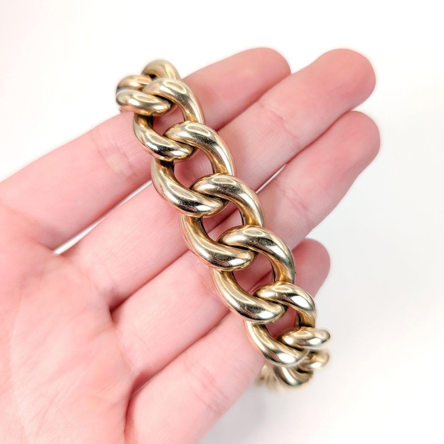 Vintage 14K Gold Curb Link Bracelet – 33.26g