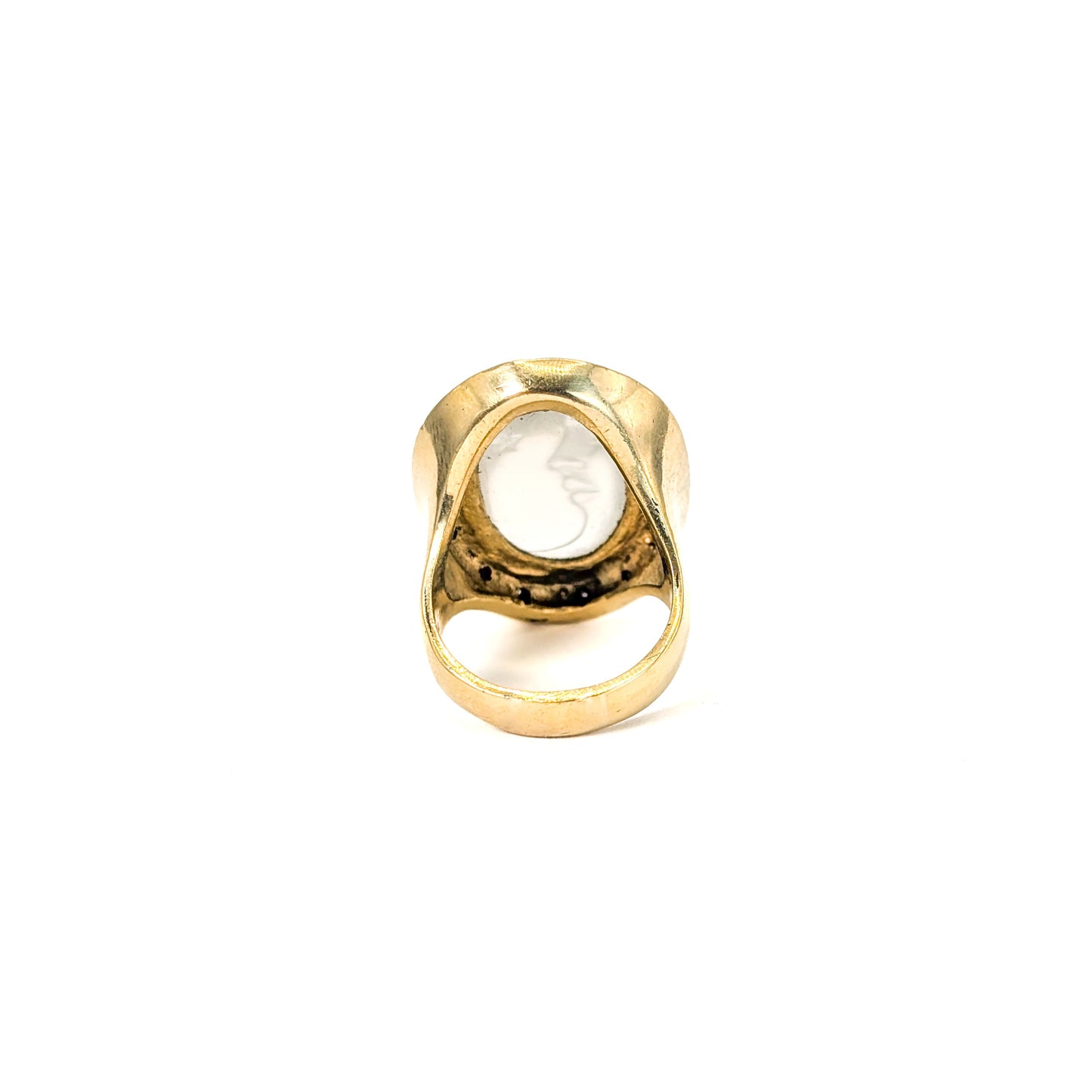 Vintage 18K Gold Carved Moonstone & Diamond Ring – 27.83g