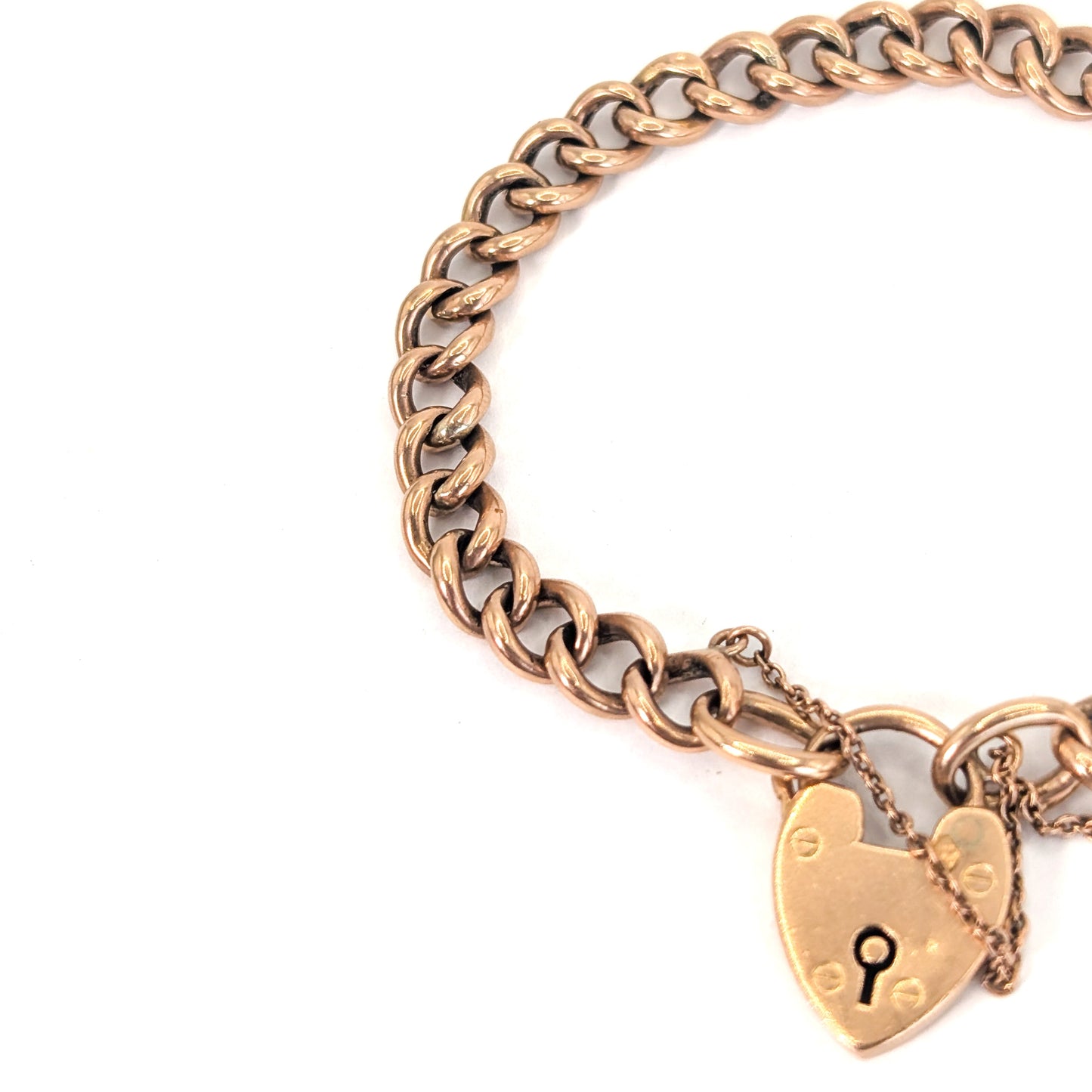 Antique 9ct Gold Curb Link Padlock Bracelet – English Hallmarks