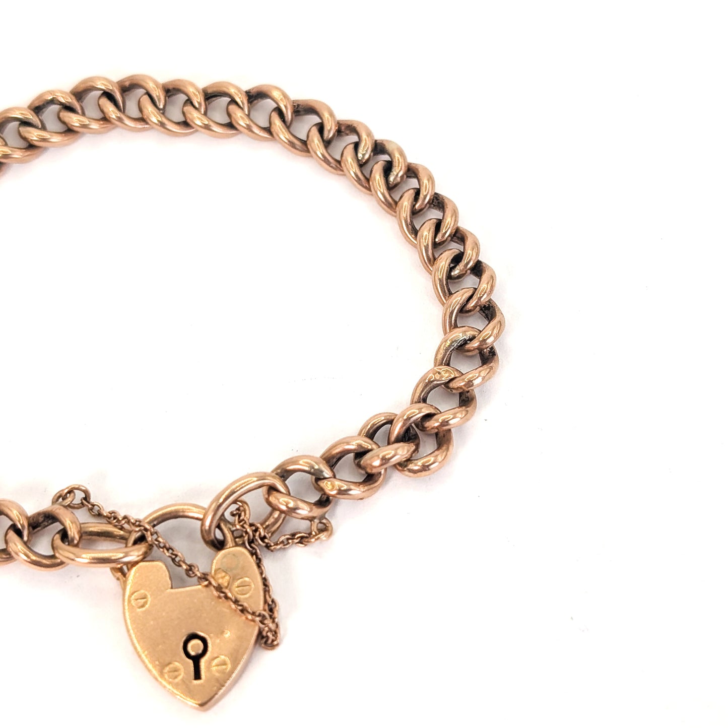 Antique 9ct Gold Curb Link Padlock Bracelet – English Hallmarks