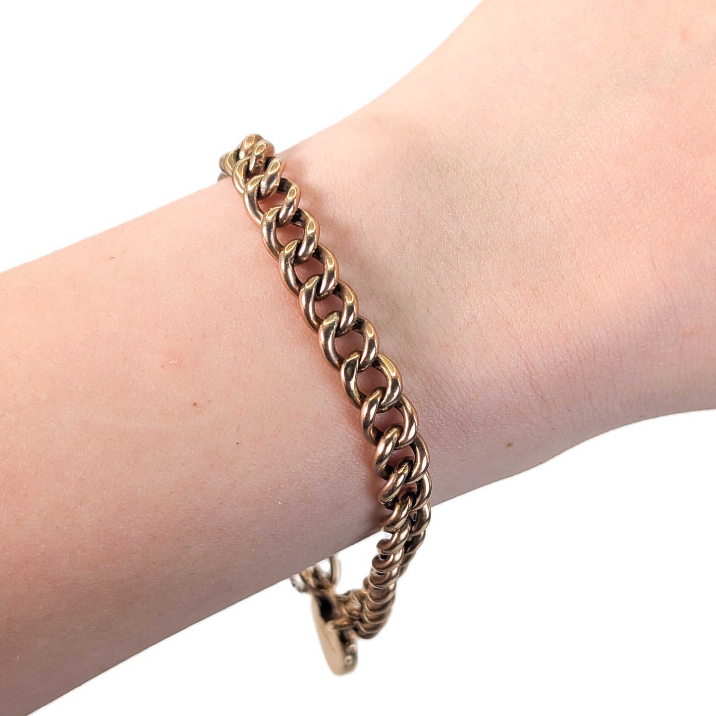 Antique 9ct Gold Curb Link Padlock Bracelet – English Hallmarks