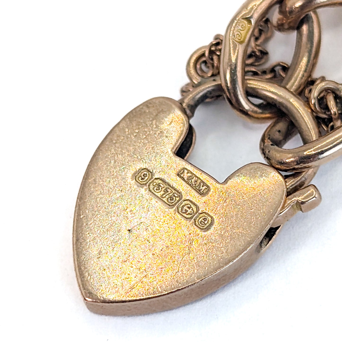 Antique 9ct Gold Curb Link Padlock Bracelet – English Hallmarks