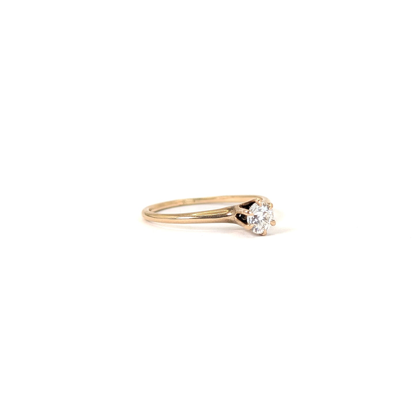 Antique 14K Gold 0.35ct Old European Cut Diamond Solitaire Ring