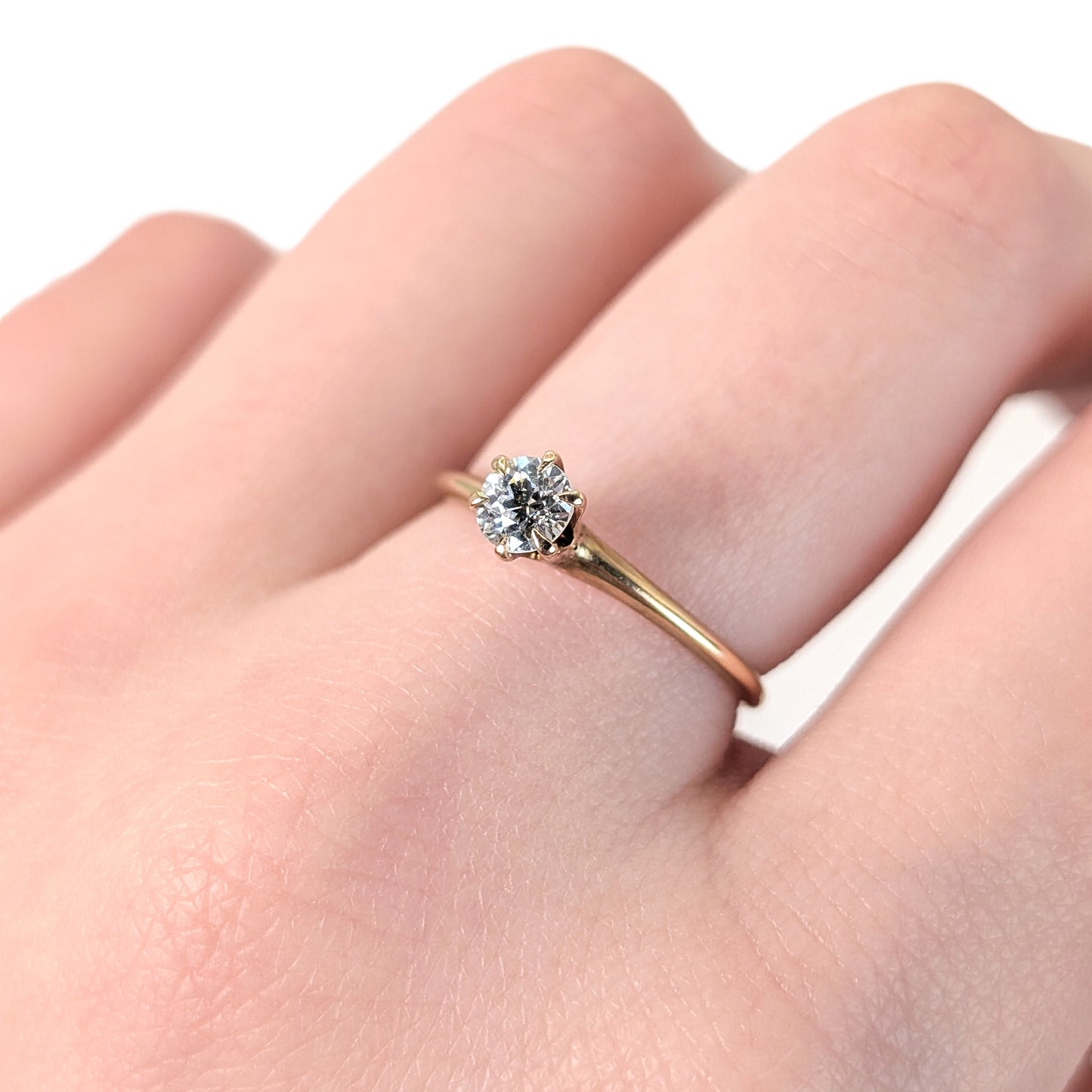 Antique 14K Gold 0.35ct Old European Cut Diamond Solitaire Ring