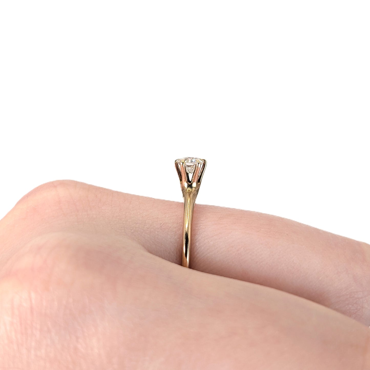 Antique 14K Gold 0.35ct Old European Cut Diamond Solitaire Ring