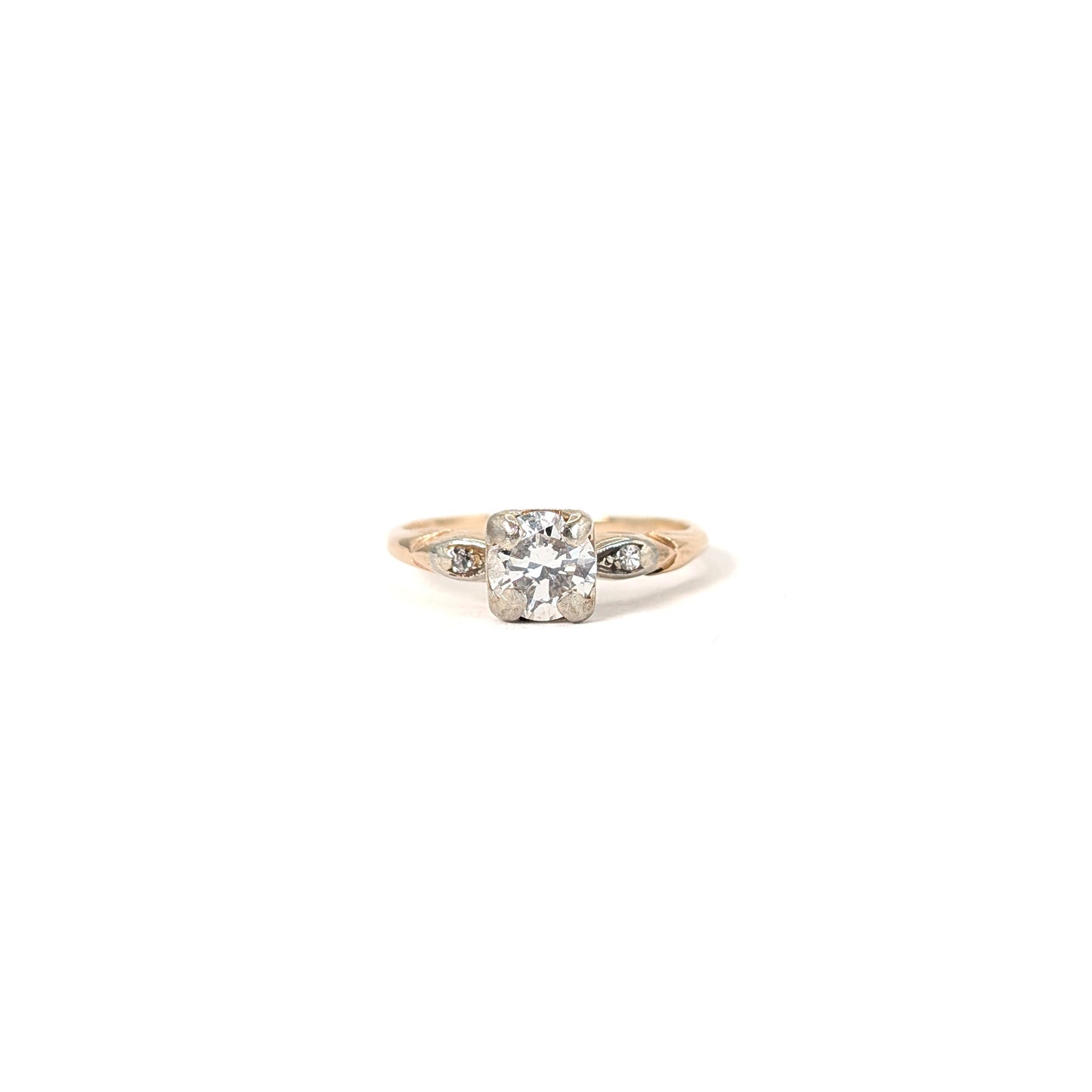 Antique 0.82 Carat Old European Cut Diamond Ring in 14K Two-Tone Gold