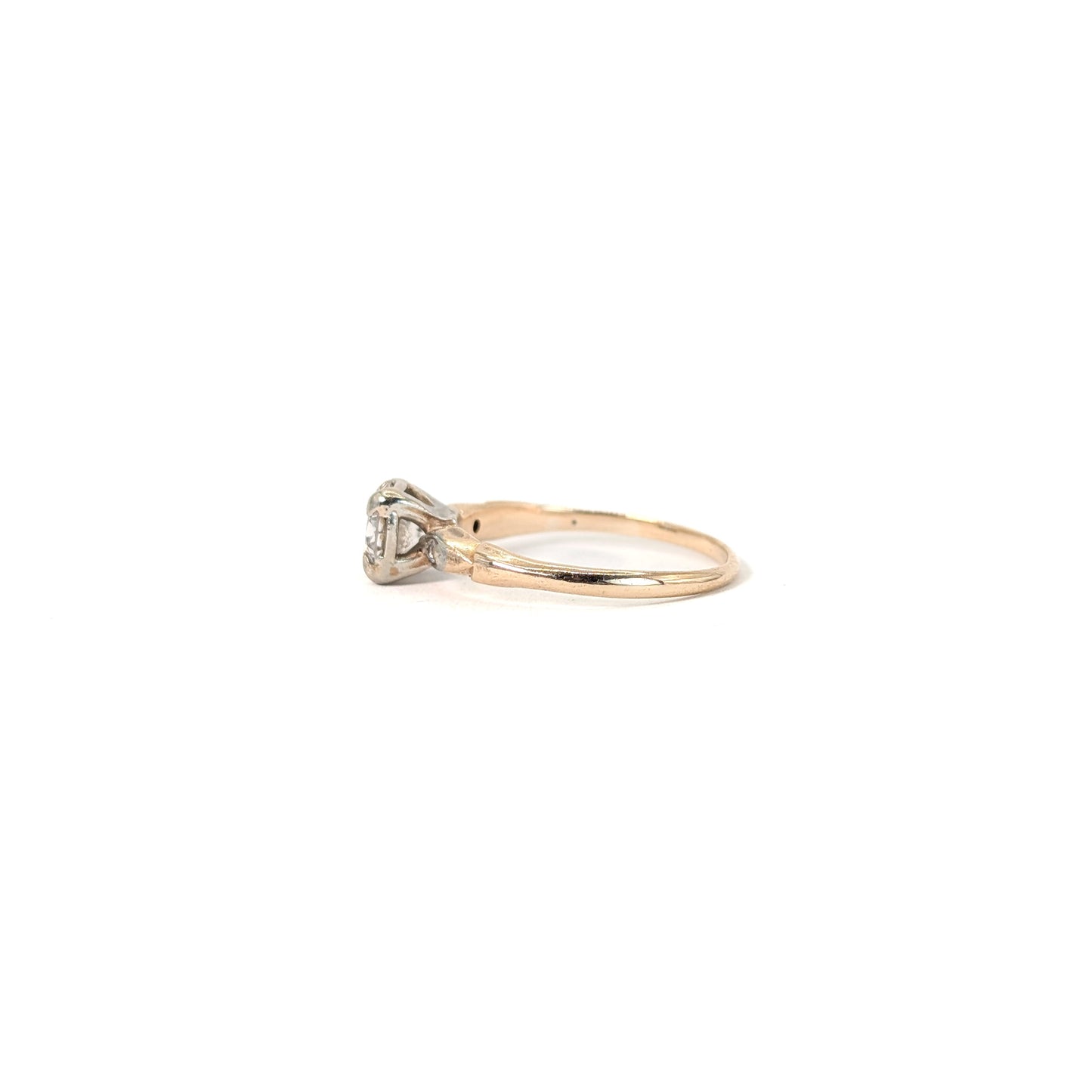 Antique 0.82 Carat Old European Cut Diamond Ring in 14K Two-Tone Gold