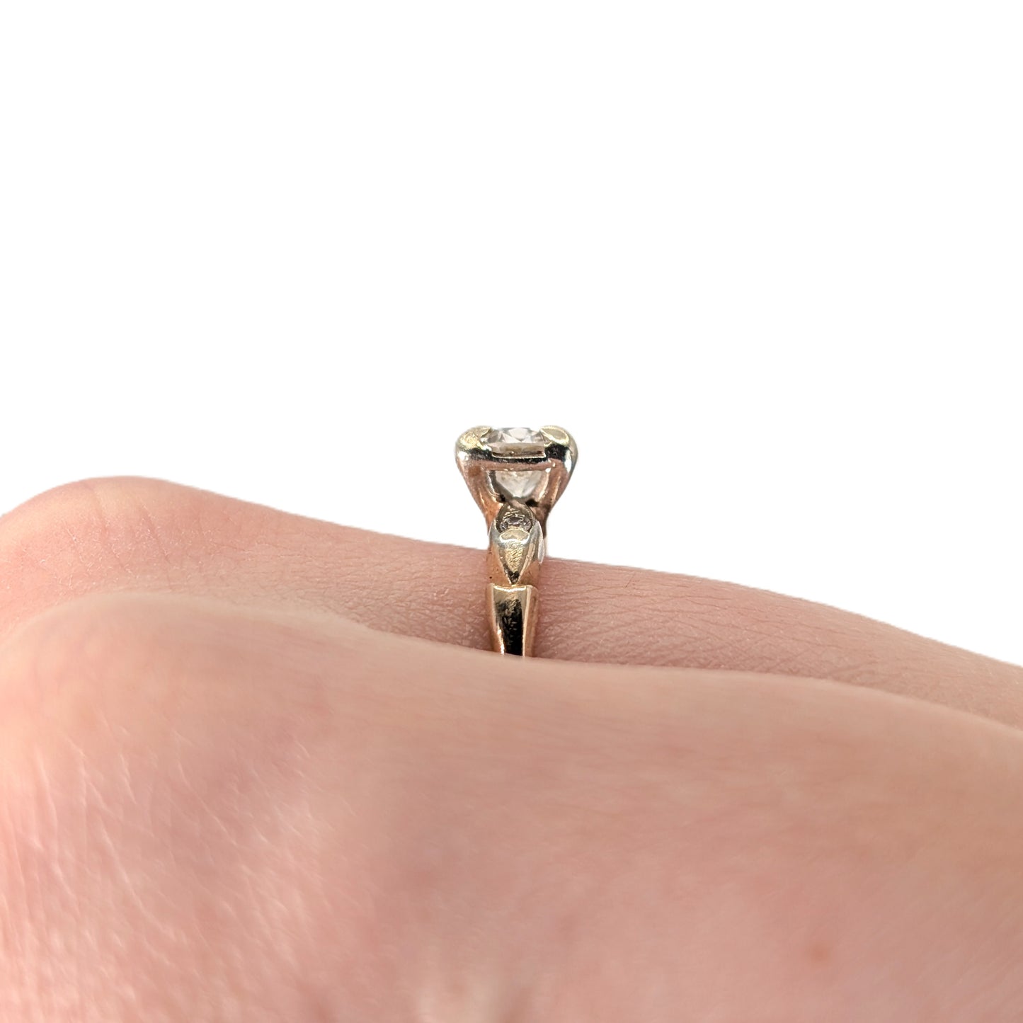 Antique 0.82 Carat Old European Cut Diamond Ring in 14K Two-Tone Gold