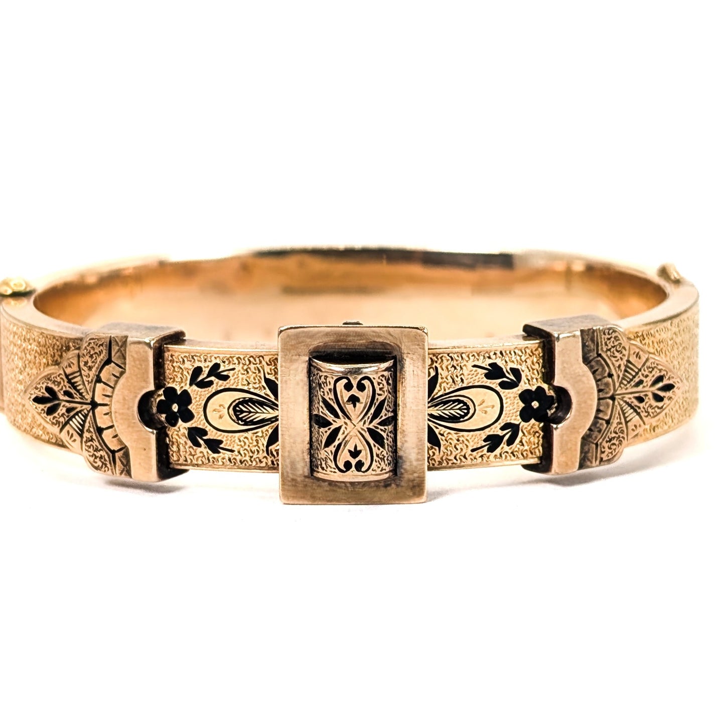 Antique 14K Gold Enamel Buckle Bracelet – 21.45 Grams