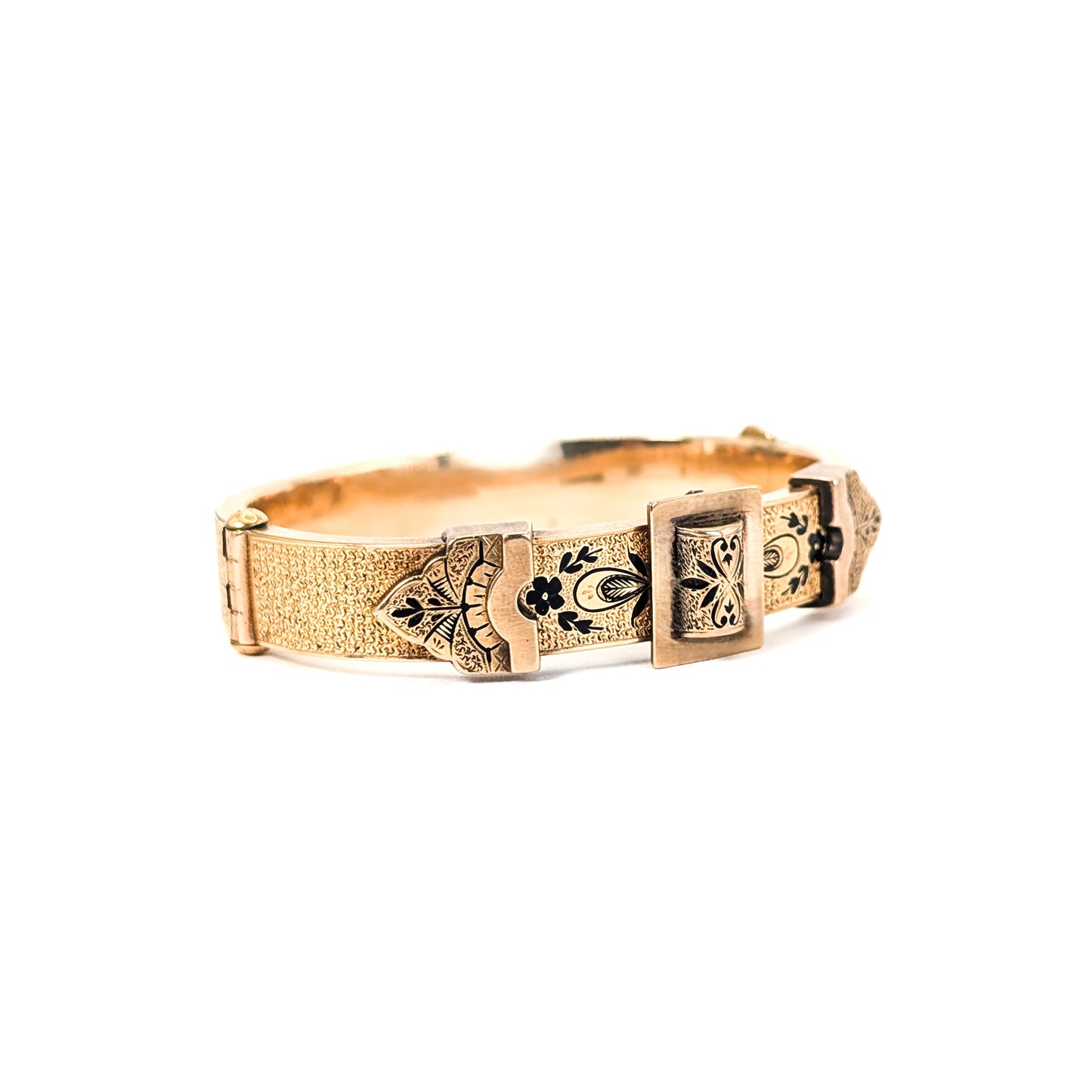Antique 14K Gold Enamel Buckle Bracelet – 21.45 Grams