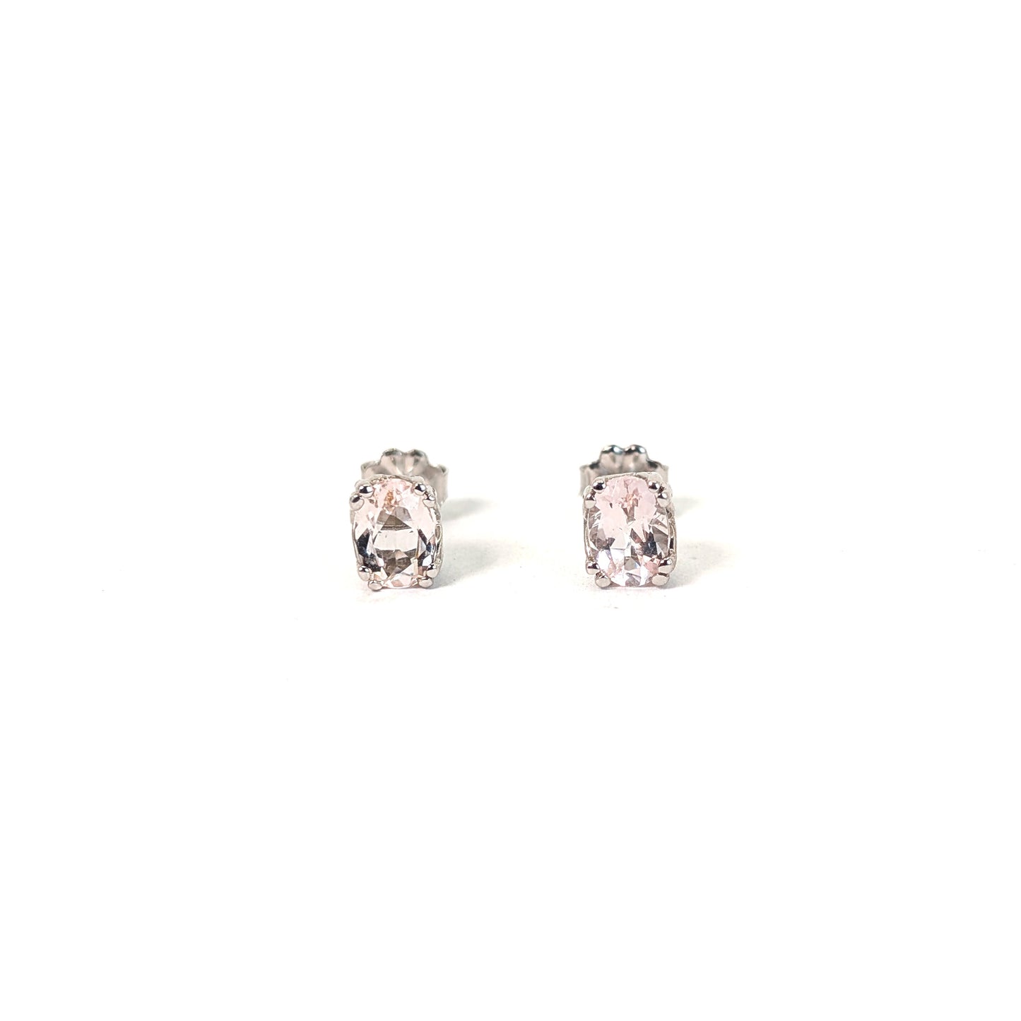 Vintage 14K White Gold Morganite Stud Earrings