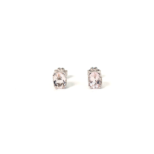 Vintage 14K White Gold Morganite Stud Earrings