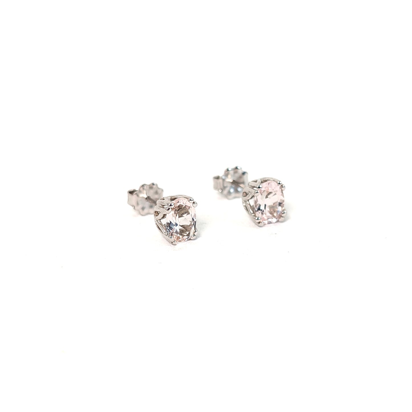 Vintage 14K White Gold Morganite Stud Earrings
