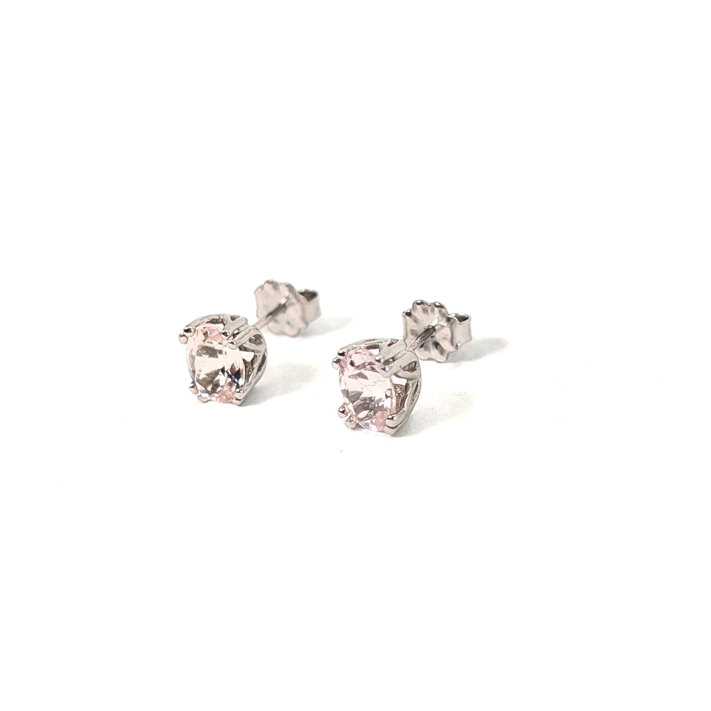 Vintage 14K White Gold Morganite Stud Earrings