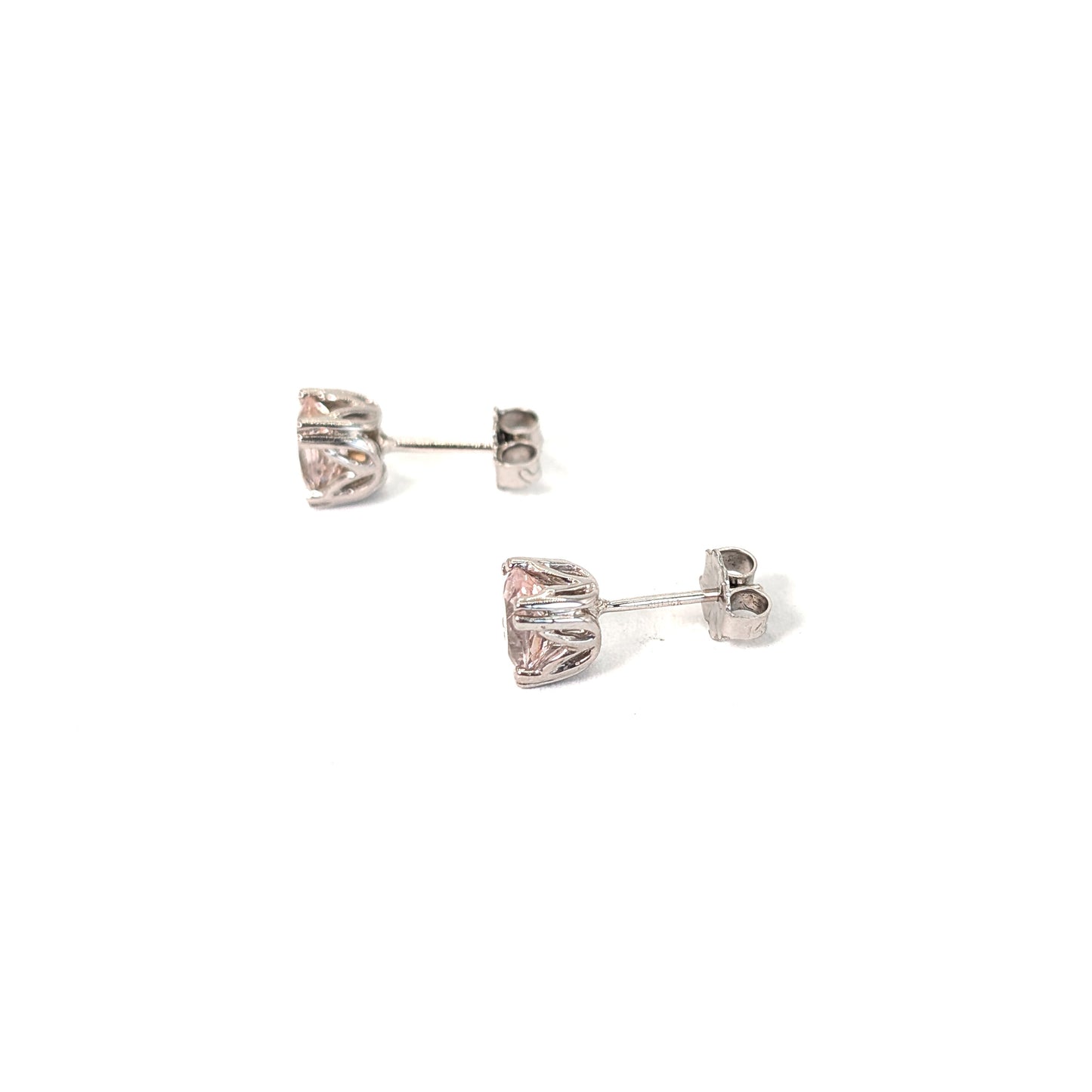 Vintage 14K White Gold Morganite Stud Earrings