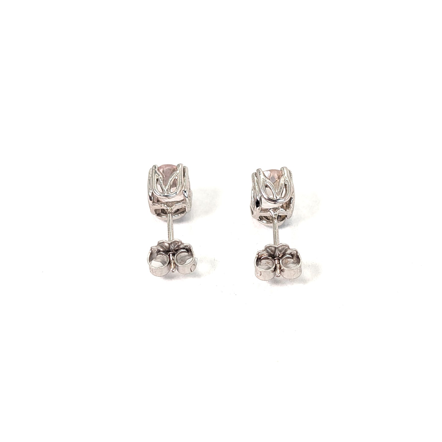 Vintage 14K White Gold Morganite Stud Earrings