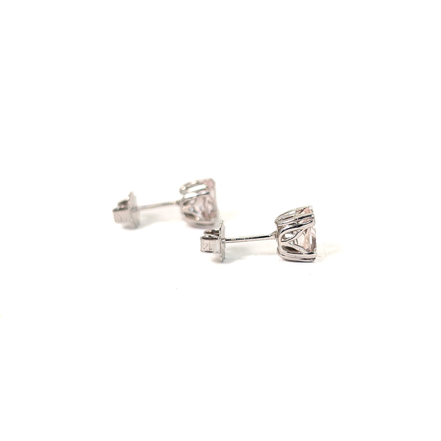 Vintage 14K White Gold Morganite Stud Earrings