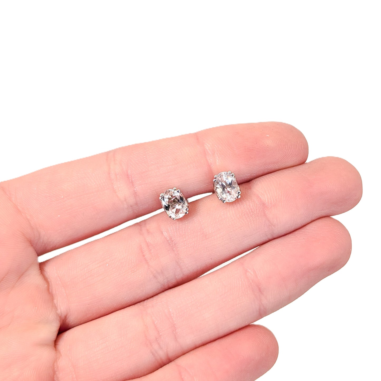 Vintage 14K White Gold Morganite Stud Earrings