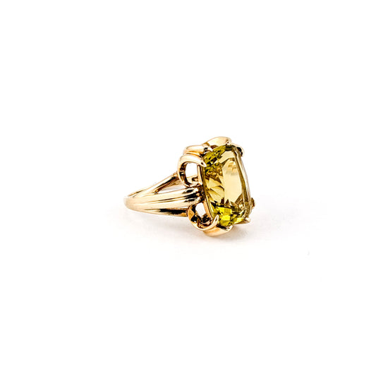 14k Gold Lemon Quartz Ring – Faceted Cushion Cut Gemstone